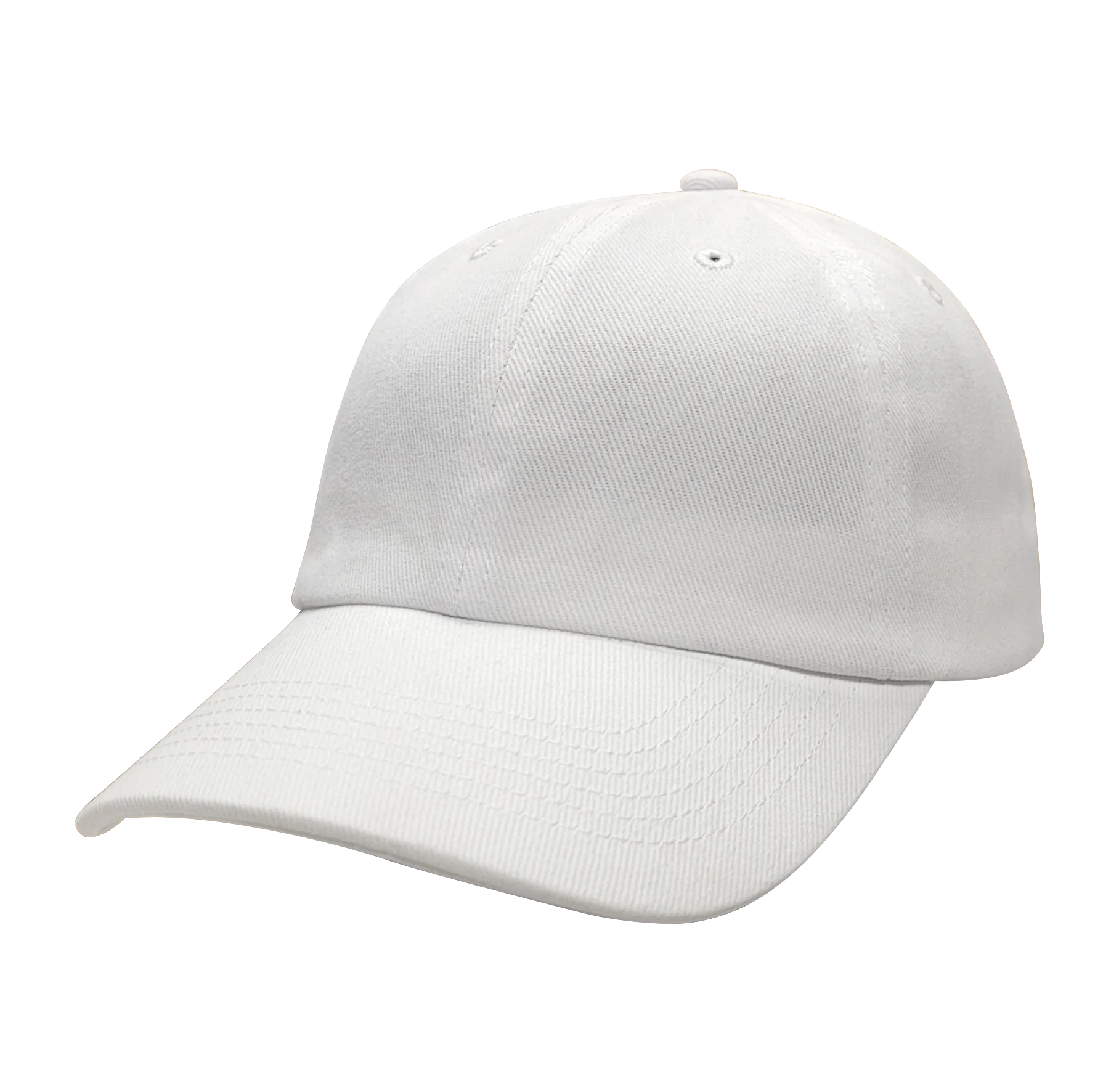 White baseball cap with a trion logo on the front.